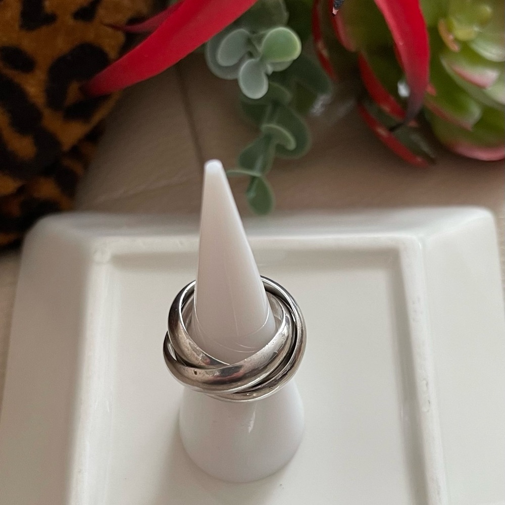 Sterling Silver 925, Rolling Ring, Interlocking R… - image 7